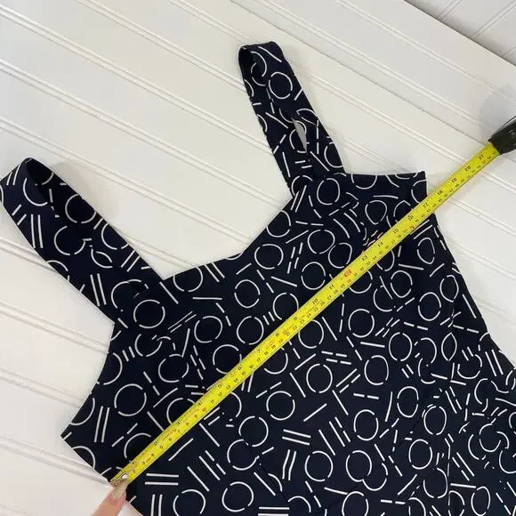 1.State Women’s Navy Blue & White Geo Print Wide Leg Jumpsuit Size M